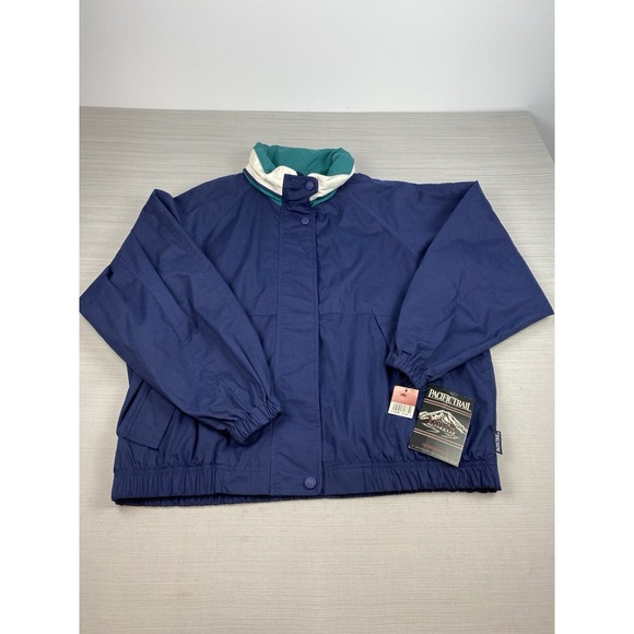 Vintage Pacific Trail Jacket Women's 90s Navy Blue Windbreaker Size XL - Picture 1 of 16